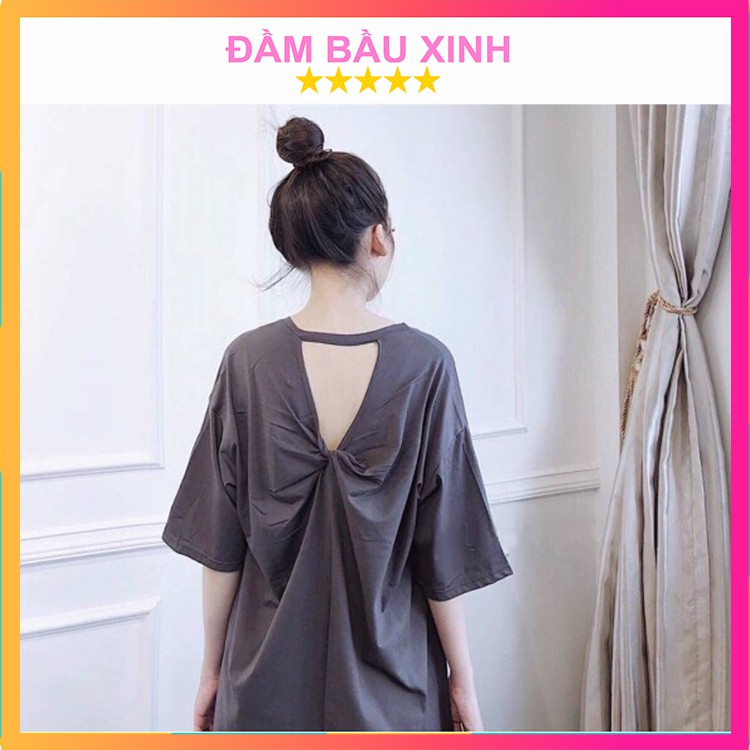 Váy Bầu Suông Dáng Dài Đầm Suông Nữ Xoắn Lưng Họa Tiết Chữ Adabat Form Rộng Chất Thun Cotton Hàng VNXK