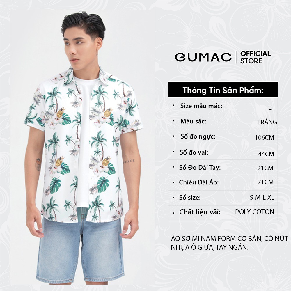 [Mã WABRGD12 giảm 10% đơn 250K] Áo sơ mi nam tay ngắn in cây dừa GUMAC ANB6110 | BigBuy360 - bigbuy360.vn