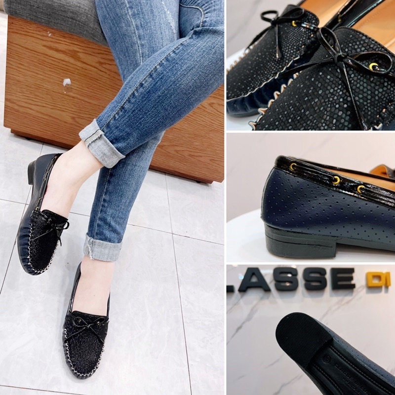 GIÀY MỌI MOCCASIN NỮ NƠ ĐEN 2022 CMS2022-019B