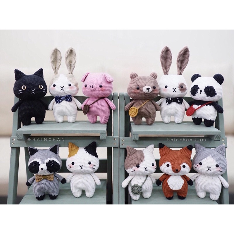 Gấu bông móc len Amigurumi cao cấp Thú len Việt Nam -  Bộ thú chân ngắn nhà haichan