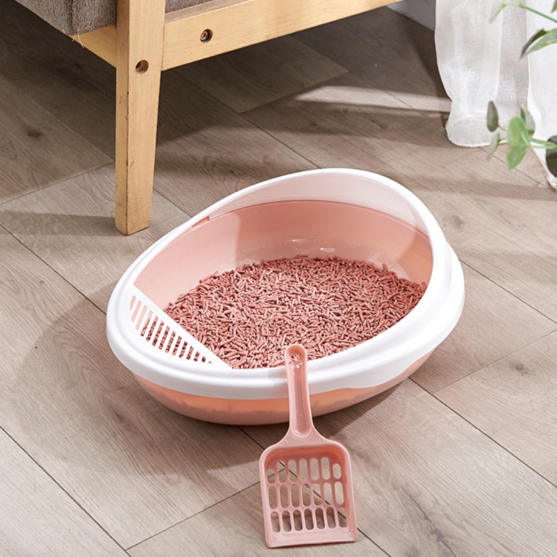 Hộp Cát Vệ Sinh Bằng PP Bền Bỉ Có Thể Tháo Rời Kèm Muỗng Và Tấm Chắn Cho Mèo Kitty