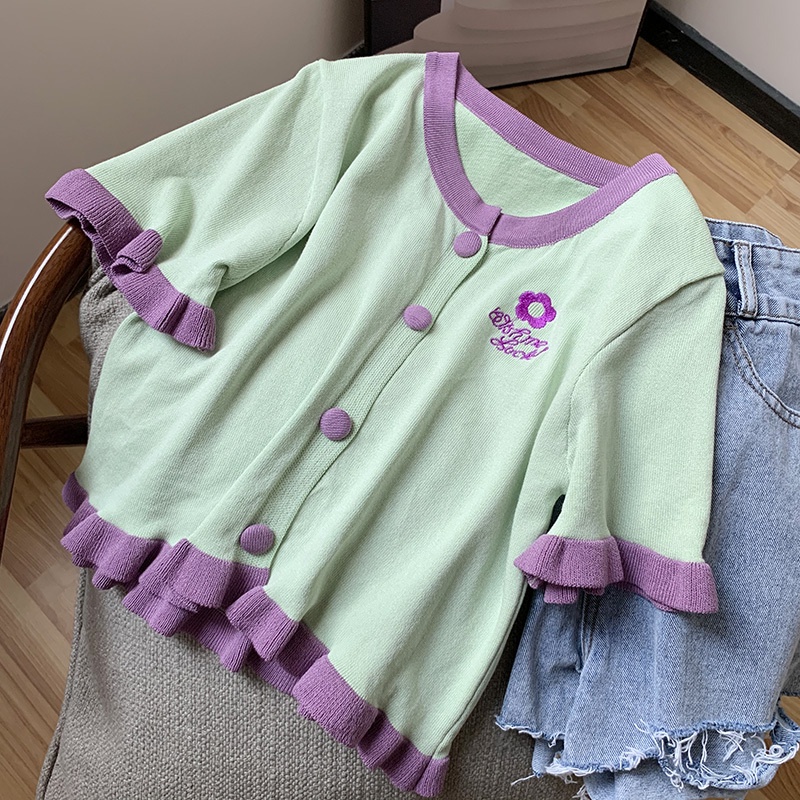 【Guimi】Áo Cardigan Dệt Kim Tay Ngắn Màu Trơn Phong Cách Hàn Quốc Thời Trang Mùa Hè Mới Cho Nữ | BigBuy360 - bigbuy360.vn