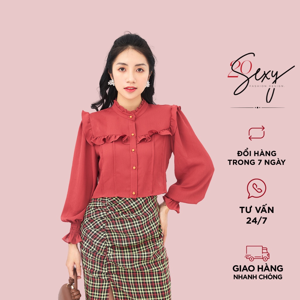 Áo sơ mi Croptop bèo ngực 20Sexy by 20AGAIN ASA1853 vừa năng động vừa nữ tính