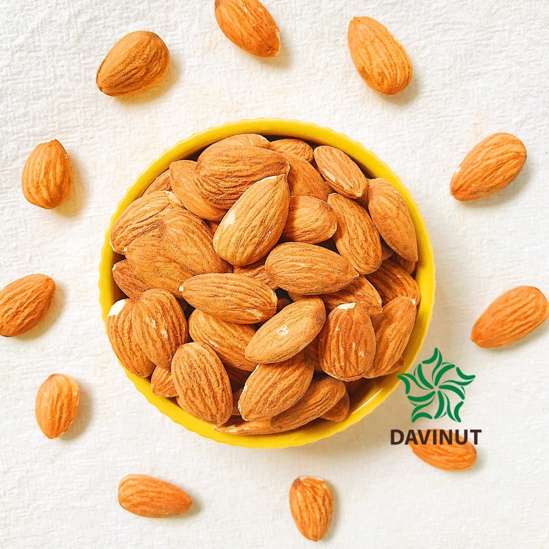 Hạt hạnh nhân sấy khô tách vỏ Davinut 500g, hat hanh nhan bóc vỏ organic nguyên hạt giảm cân, lõi almonds Mỹ 1kg 2 hộp