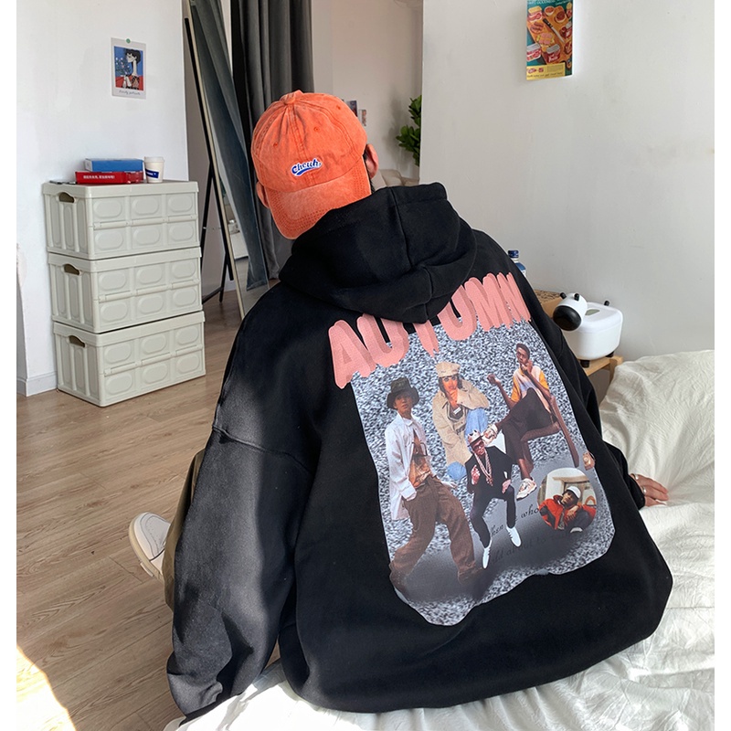 Áo hoodie dáng rộng in họa tiết thời trang phong cách hiphop đường phố sành điệu size M-5XL cho nam nữ