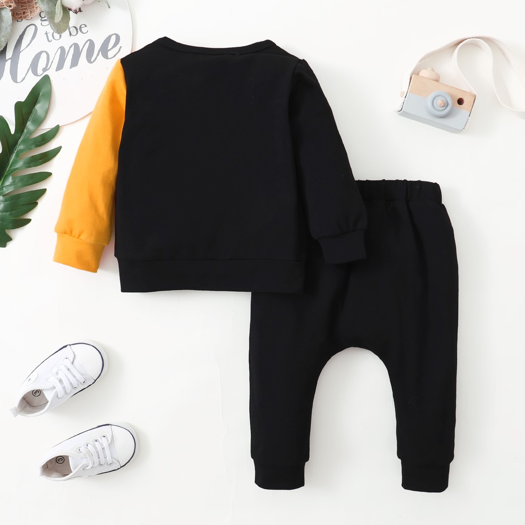 Set áo tay dài + quần dài thể thao Mikrdoo vải cotton thời trang mùa thu cho bé trai 1-6 tuổi