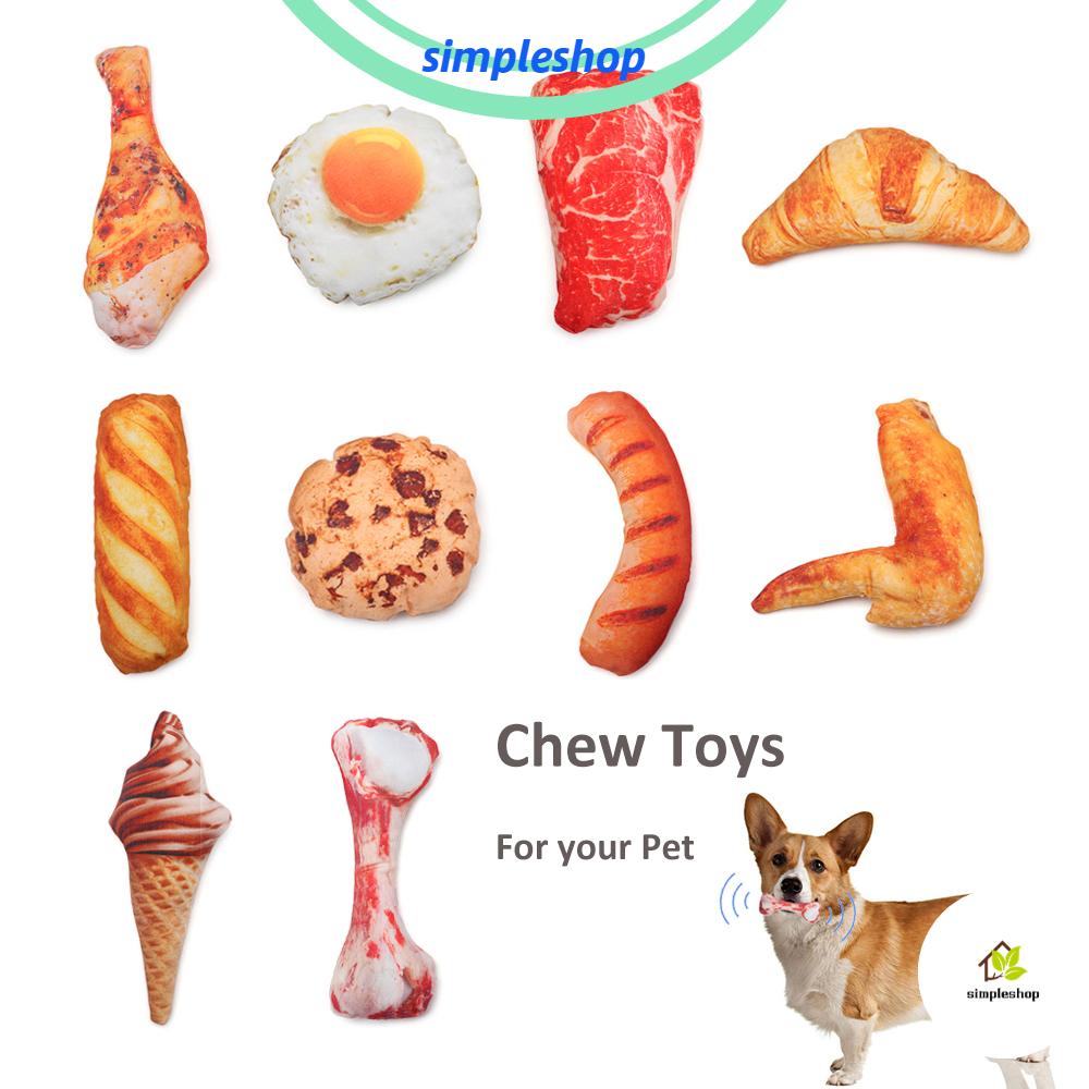 ❀SIMPLE❀ Creative Dog Toys Simulation Squeaky Chew Toys Beef Ice Cream Vegetable Drumstick Puppy Pet Play 22 Styles Anti Bite