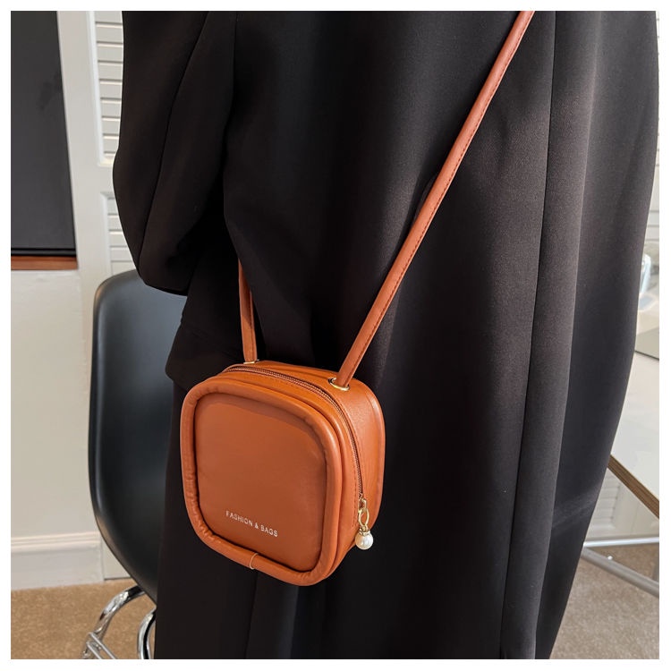 Túi đeo vai mini dáng vuông nhỏ màu trơn phong cách phương Tây thời trang xuân hè 2022 dành cho nữ