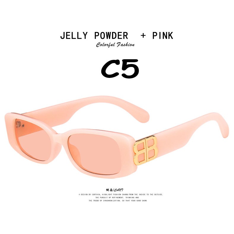 Kính mát gọng vuông kim loại phong cách hip hop cá tính cho nam nữ