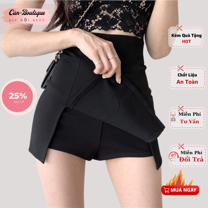 Quần Giả Váy xẻ đùi. Quần Giả Váy tuyết mưa nhiều size màu đen cho nữ dễ phối đồ đi chơi đi tiệc cá tính-Cún-Boutique | BigBuy360 - bigbuy360.vn