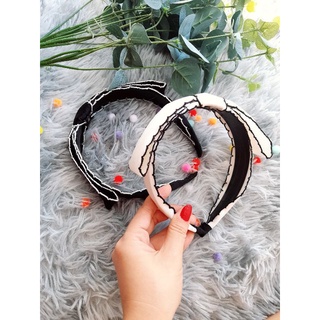 bờm cài tóc 2 tầng vải viền hình thật
