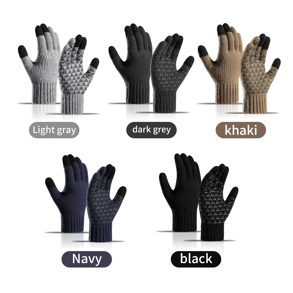 Găng Tay Len Dệt Kim Dày Dặn Giữ Ấm Mùa Đông Có Thể Chạm Màn Hình Cảm Ứng - 30 C Cho Nam