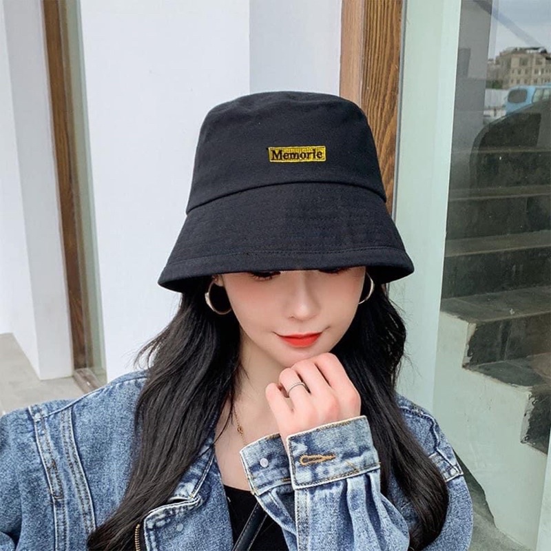 Mũ bucket vải thêu chữ thời trang trẻ trung (FH16)