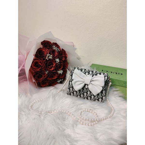 TÚI XÁCH NỮ DÂY NGỌC NƠ TO DÌ Ô GÙ XÌ SIÊU HOT