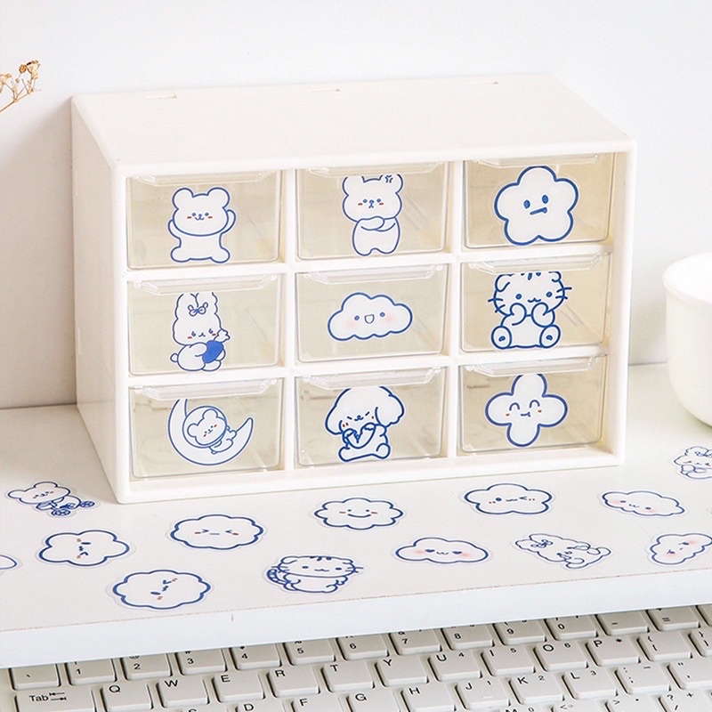 Set 40 miếng dán bằng PET chống thấm nước hoạ tiết hoạt hình đơn giản DIY-ST004