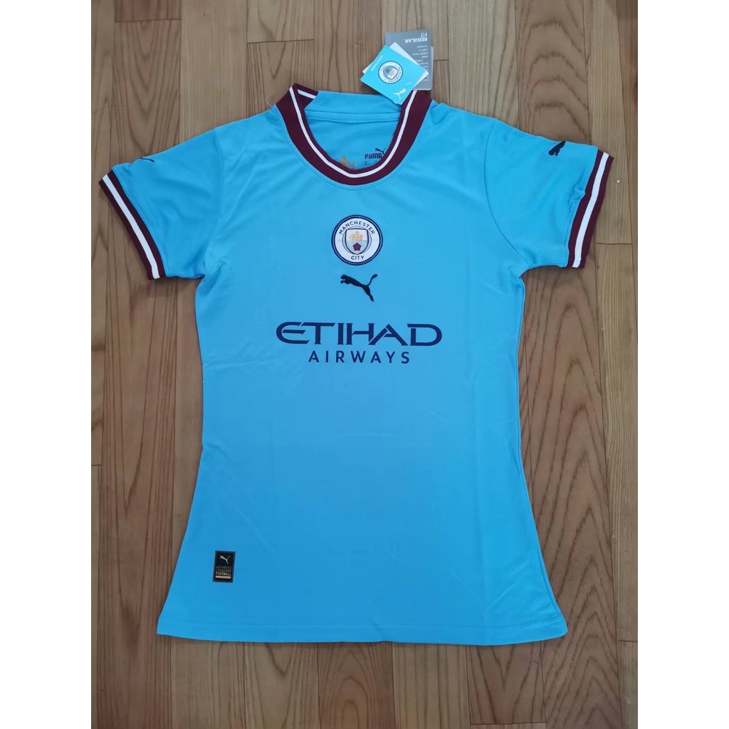 Nữ Nóng 22/23 Manchester City Áo Thể Thao Nhà Xanh Ngắn Tay Áo Bóng Đá Quần Áo Áo Thể Thao Áo Thể Thao Kích Cỡ S-XL Áo Nữ Áo Man City