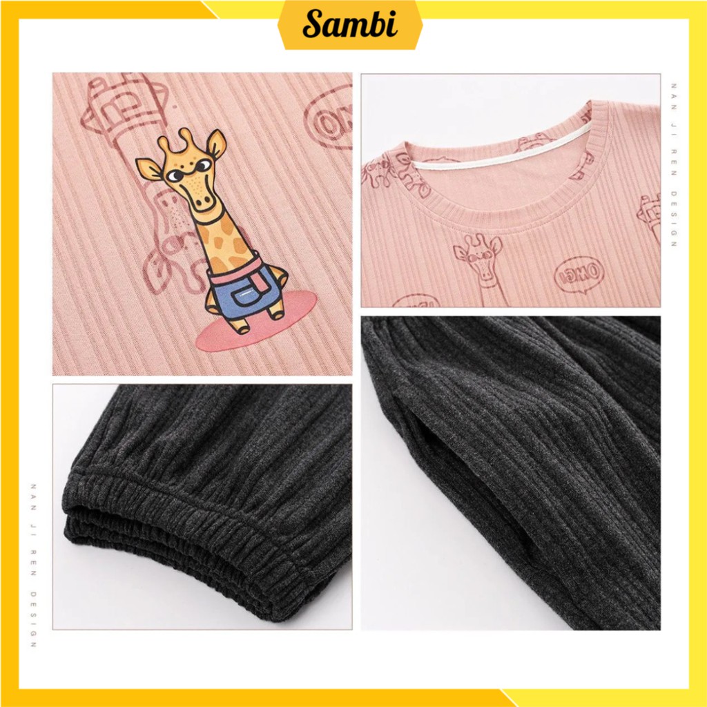 Set đồ nữ cao cấp chất cotton áo cộc tay quần đùi Sambi Closet