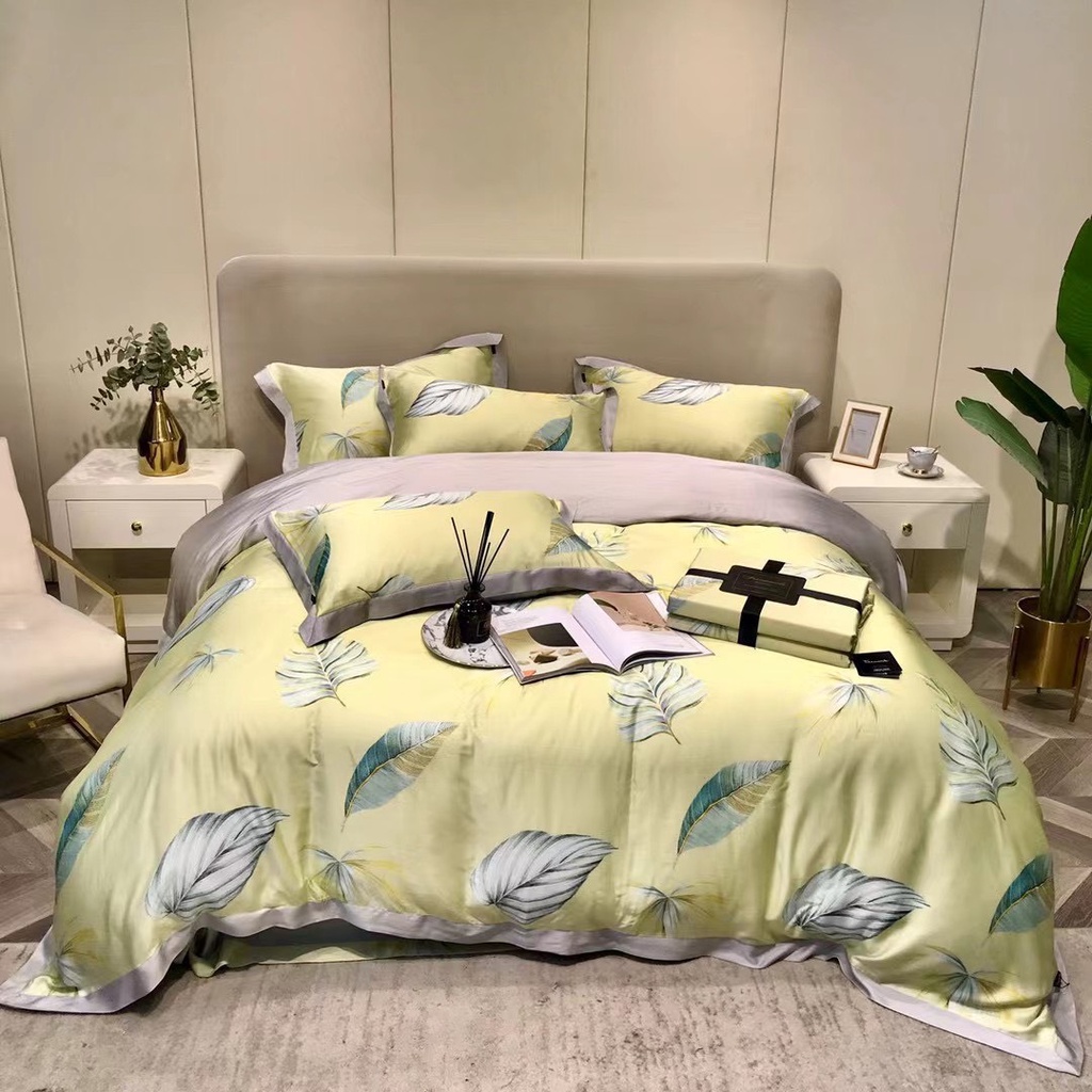 Trọn bộ drap giường 5 món Cao Cấp Tencel chọn size theo yêu cầu (inbox hoạ tiết)