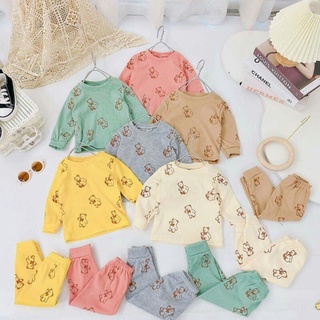 Bộ dài tay Kwoo chất liệu tăm dày họa tiết gấu
