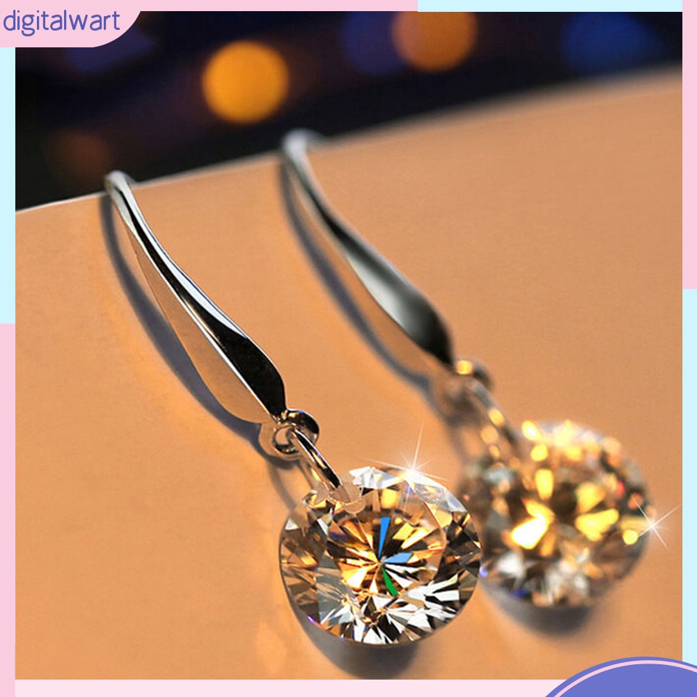 Cặp khuyên tai tròn mạ bạc đính đá zircon sang trọng cá tính dành cho nữ