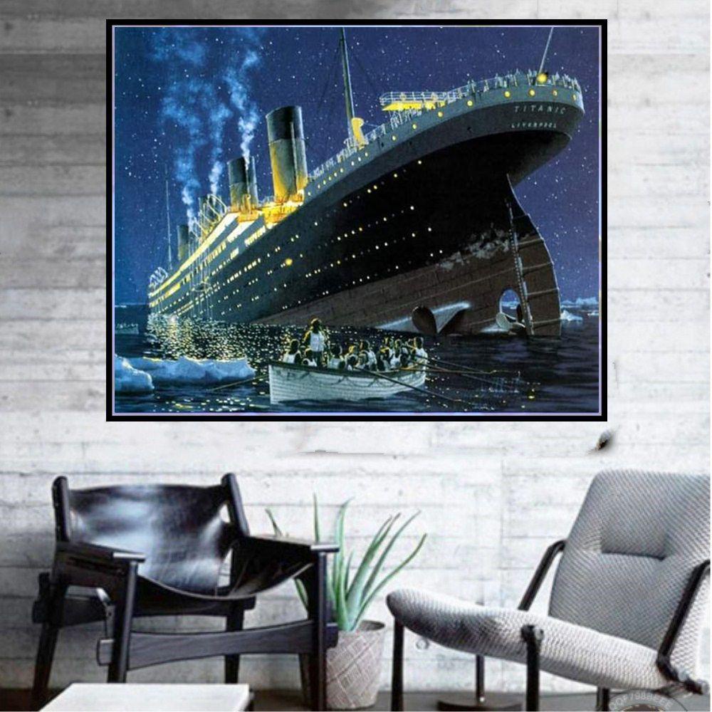 Tranh Đính Đá Kim Cương Toàn Bộ Hình Vẽ Tàu Titanic 5D
