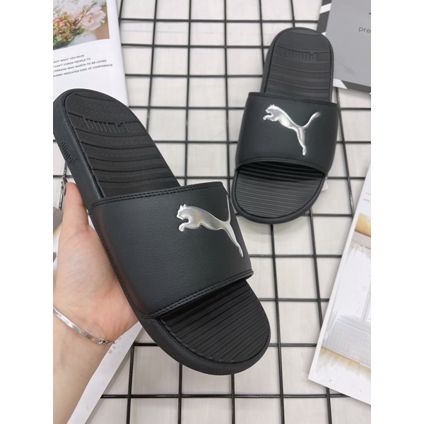 [CHÍNH HÃNG] DÉP PUMA COOL CAT SPORT ĐEN SILVER SLIDE SANDAL - DÉP QUAI NGANG SIÊU ÊM