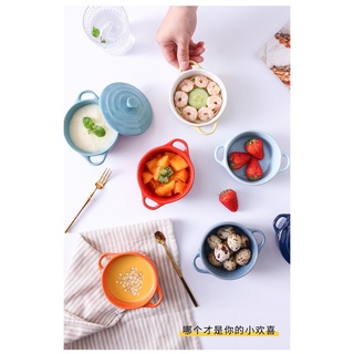 Bát chén sứ hình nồi có nắp cho bé