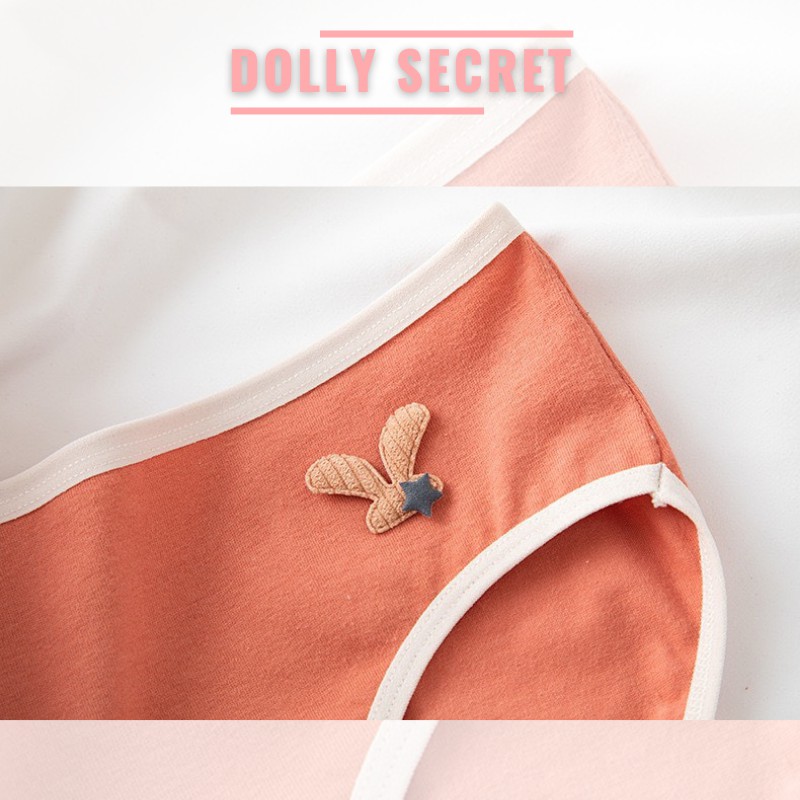 Quần lót nữ cotton Y Tế Khuáng Khuẩn Đính Logo Màu Pastel Đáng Yêu Học Sinh DOLLY SECRET QL036