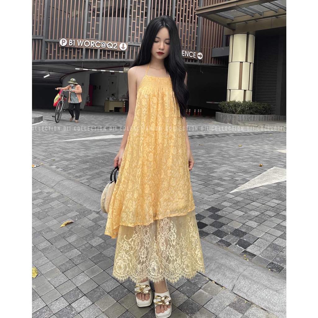 DII COLLECTION - Đầm ren thiết kế cổ yếm dạo biển hở lưng cao cấp