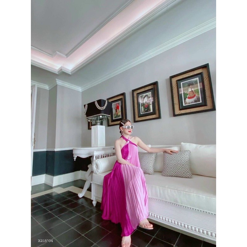 ĐẦM MAXI DẬP LI CỔ YẾM BIG SIZE (KÈM VIDEO HÌNH THẬT) | BigBuy360 - bigbuy360.vn