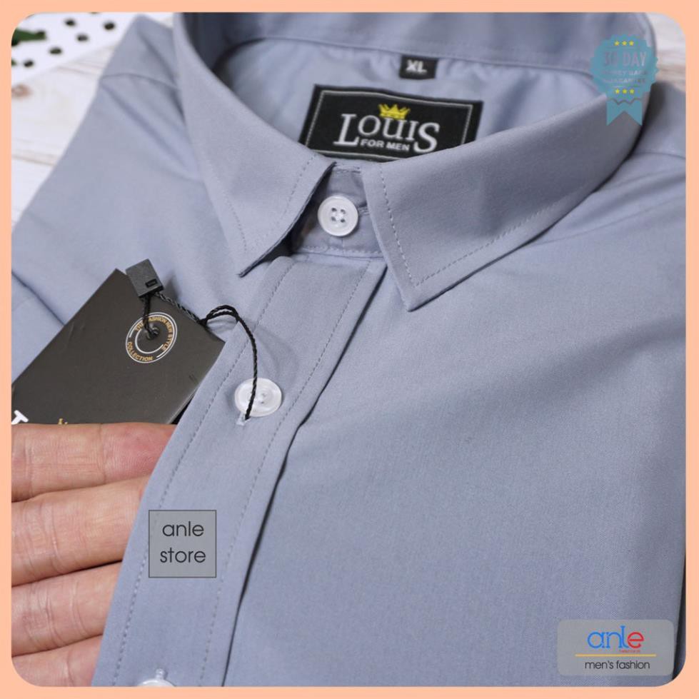 Áo sơ mi nam Ngắn tay Louis Công sở form Slimfit Cotton lụa cao cấp hàng hiệu cộc tay kiểu dáng ôm - Anle Store ˇ