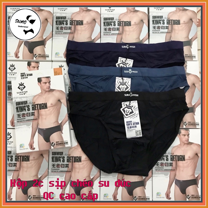 HỘP 2 quần sịp chéo nam - quần lót nam chất su thông hơi, mát lạnh hàng Qccc. Ảnh và video thật.