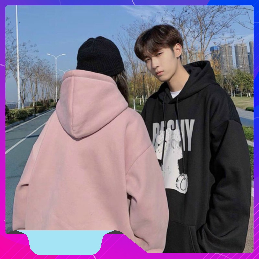 Áo hoodie nữ form rộng, Áo hoodie nữ form rộng nỉ dày có mũ unisex 4 màu  mặc nhà đi chơi đi