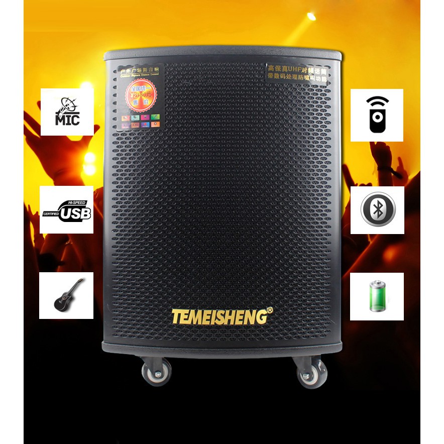 Loa di động TEMEISHENG GD 1203 với 2 mic si vàng cực đẹp