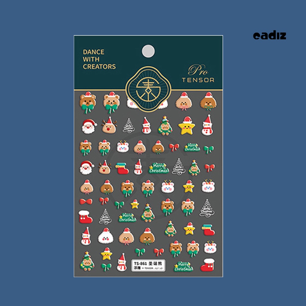 Miếng Dán Trang Trí Móng Tay Họa Tiết Giáng Sinh 5D Siêu Mỏng