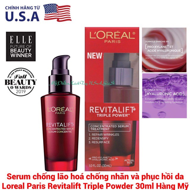 SERUM CHỐNG LÃO HÓA, CHỐNG NHĂN VÀ PHỤC HỒI DA LOREAL PARIS REVITALIFT TRIPLE POWER 30ML CHÍNH HÃNG - 7615