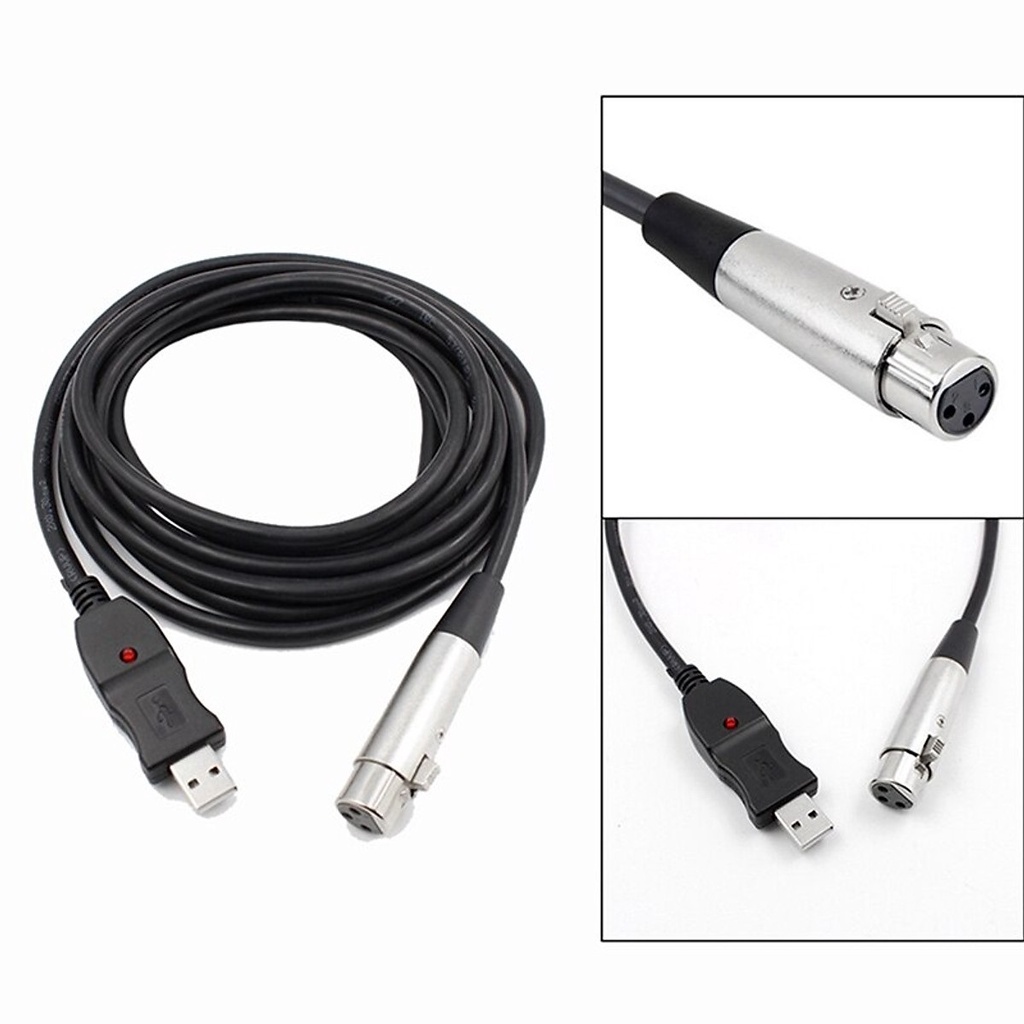 Dây cáp kết nối micro Transhine XLR – USB dài 3m - Cáp thu âm cho Micro XLR sang cổng Usb máy tính