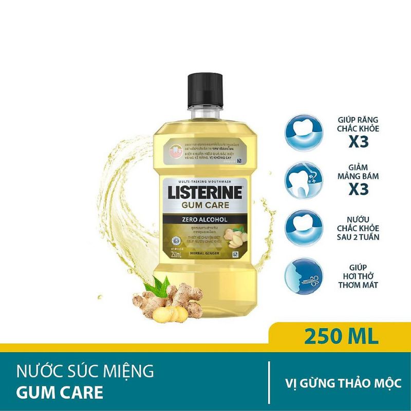 NƯỚC XÚC MIỆNG LISTERINE 250ml gum care vị gừng thảo mộc