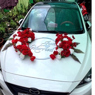 HOA LỤA XE CƯỚI ĐỎ ĐẸP