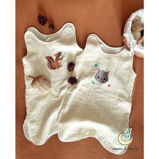 Túi ngủ xô muslin thêu họa tiết cho bé