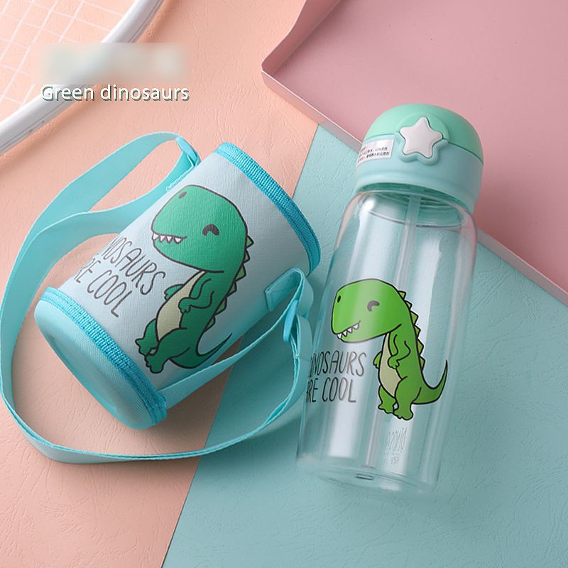 Bình Đựng Nước Chống Tràn Kèm Ống Hút 700Ml Họa Tiết Hoạt Hình Dễ Thương Cho Bé