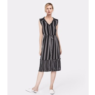 Đầm Gap Striped With Belt Midi Shirt Dress