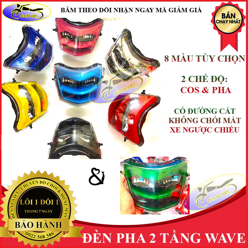 [8 MÀU CÓ VIDEO] Đèn pha led 2 tầng wave ZHIPAT 1:1 GIÁ RẺ đẹp và sáng lắp Wave a 50 100 110 và Wave S RS RSX 100 cc