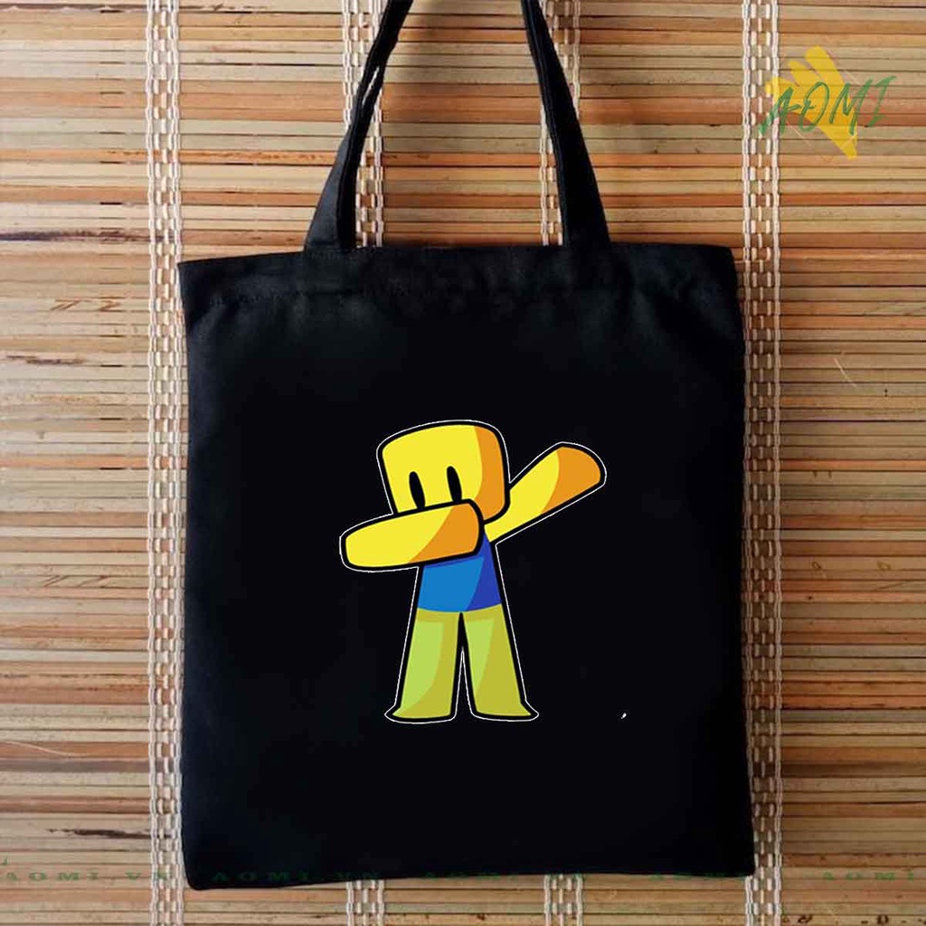 TOTE CANVAS Roblox TÚI VẢI ĐEO VAI BAG CÓ KHÓA KÉO SIZE LỚN 33x38cm AOMIVN DU LỊCH DẠO PHỐ