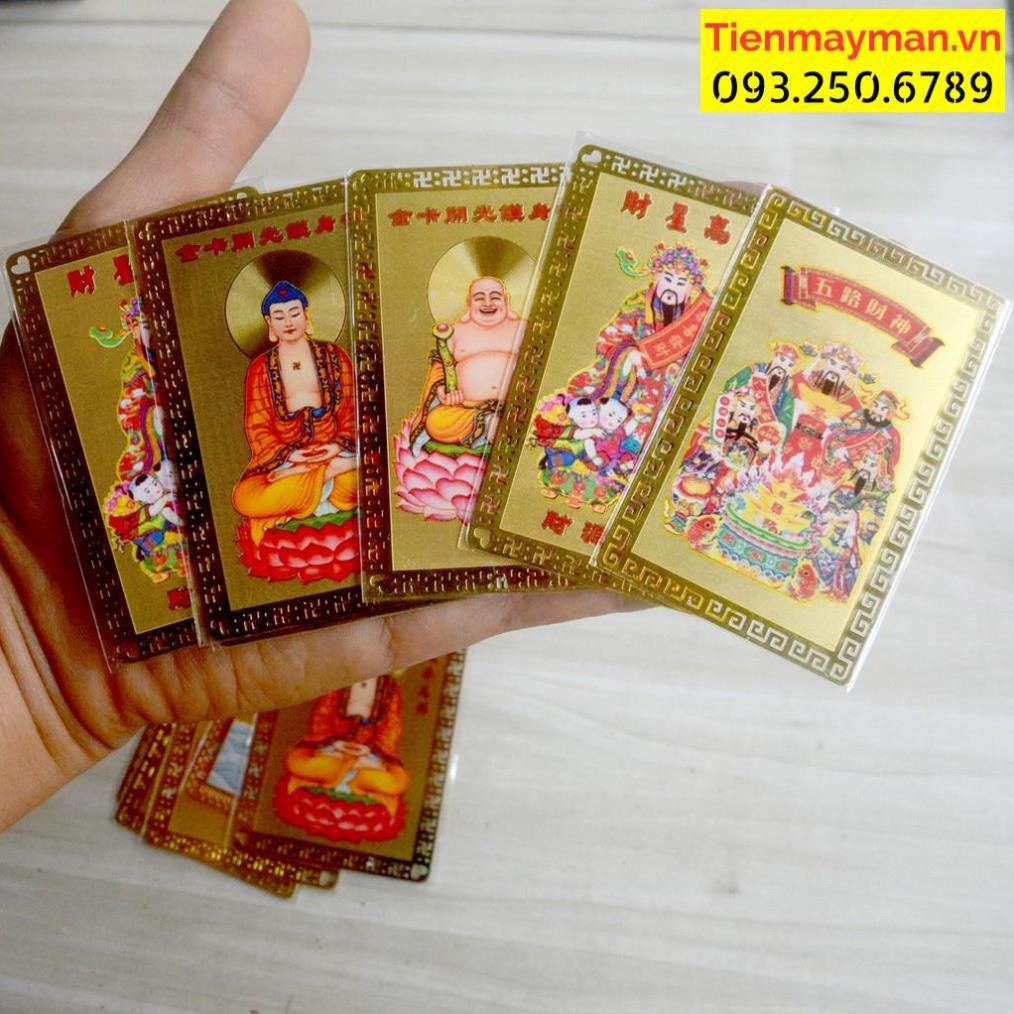 Kim bài Ngũ Lộ Thần Tài cầu tài lộc,may mắn,bình an-Mạ vàng[Bằng kim loại]