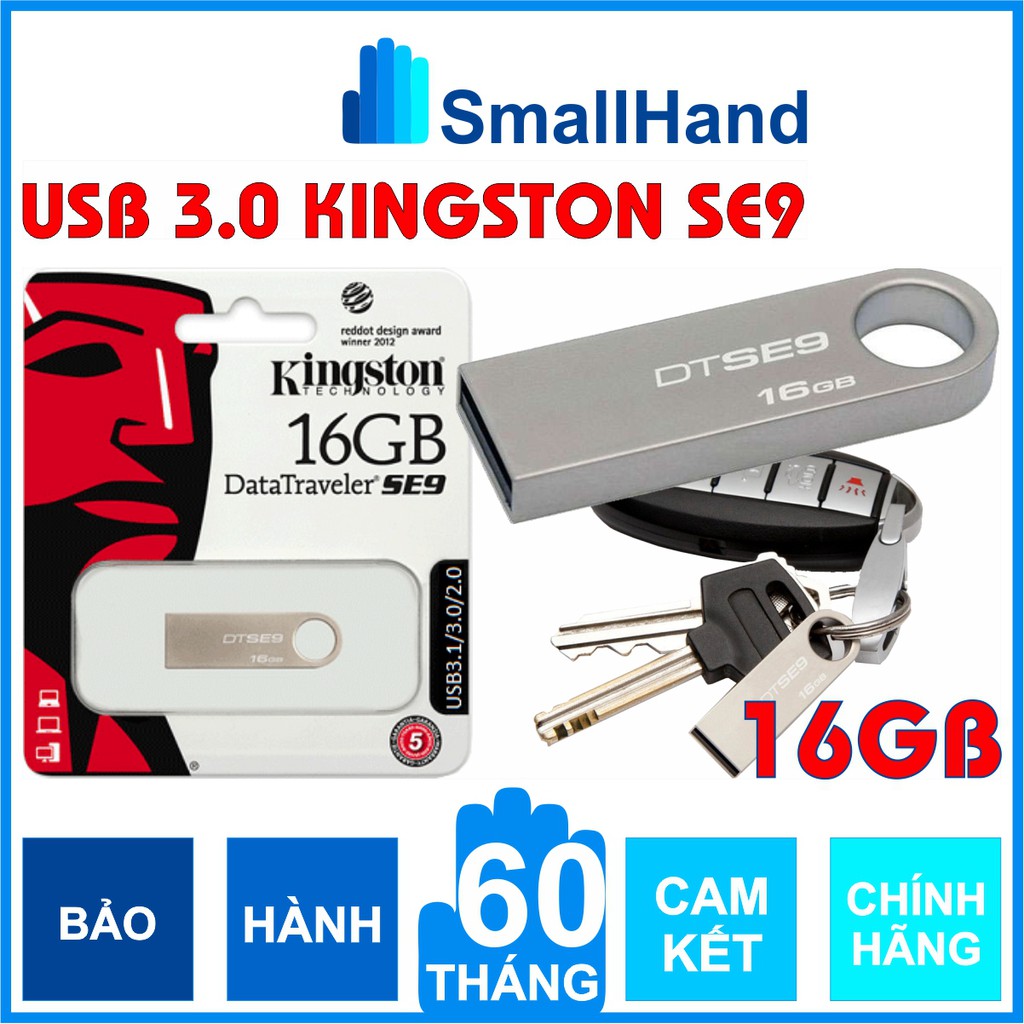 USB 3.0/16GB Kingston DataTraveler SE9 – Vỏ thép nguyên khối – Chịu va đập – Kháng nước – CHÍNH HÃNG – Bảo hành 5 năm