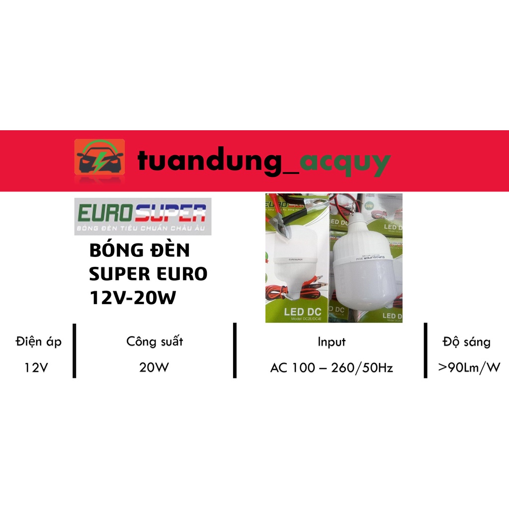 Bóng đèn LED kẹp bình ắc quy 12V - 24V DC 20W EuroSuper