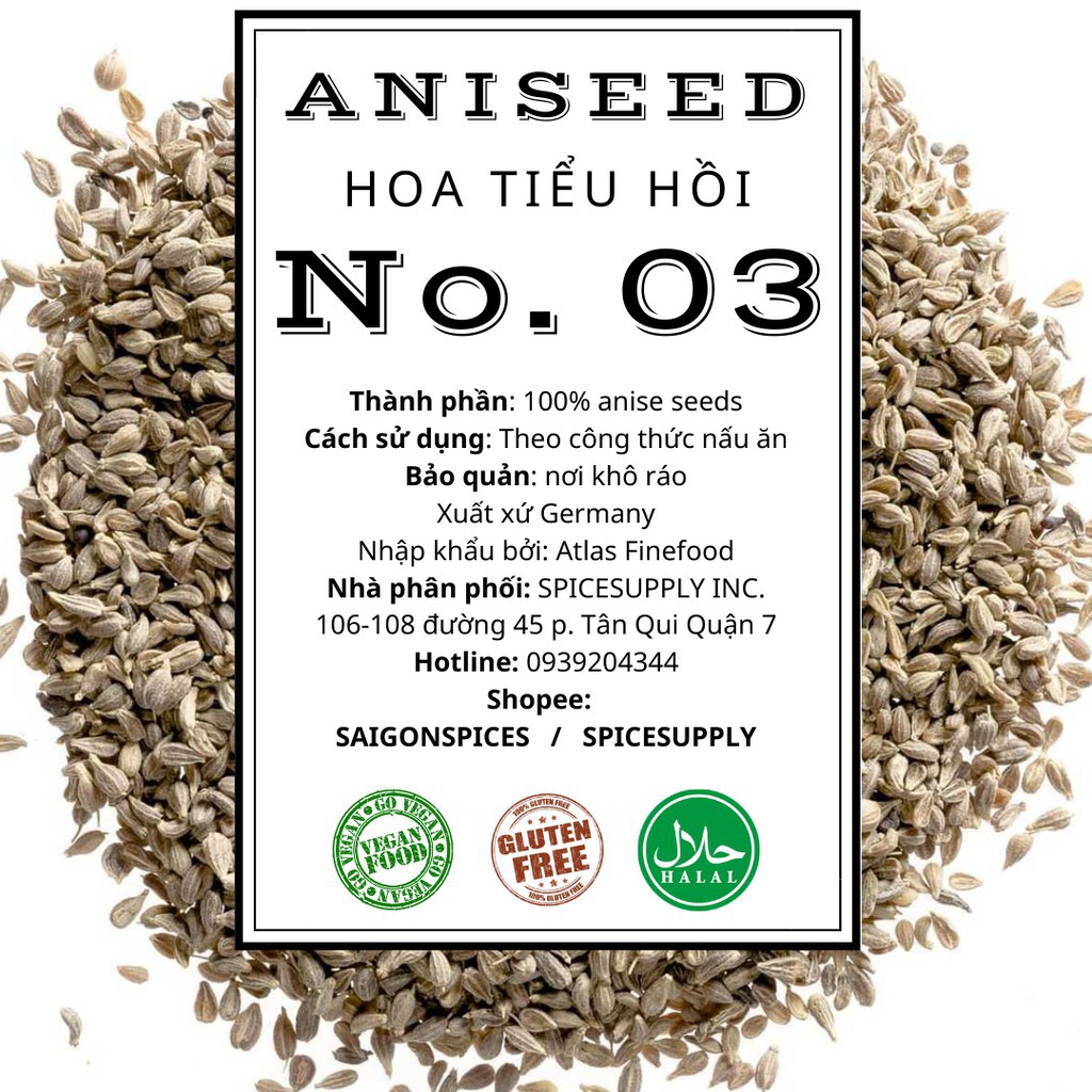 Anise Seeds - Hoa Tiểu Hồi Cần SPICESUPPLY Việt Nam Trà Giảm Mỡ Địa Trung Hải Hũ 70g