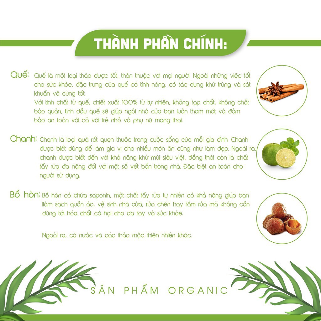 Nước lau nhà hữu cơ hương Quế An An, lau sàn đuổi muỗi và côn trùng chai 1000ml