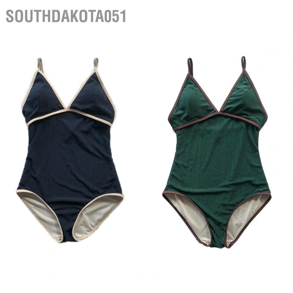 Southdakota051 Women's One Piece Swimwear V Neck Retro Simple Slimming for Tropical Vacation Summer Beach Pool Honeymoon